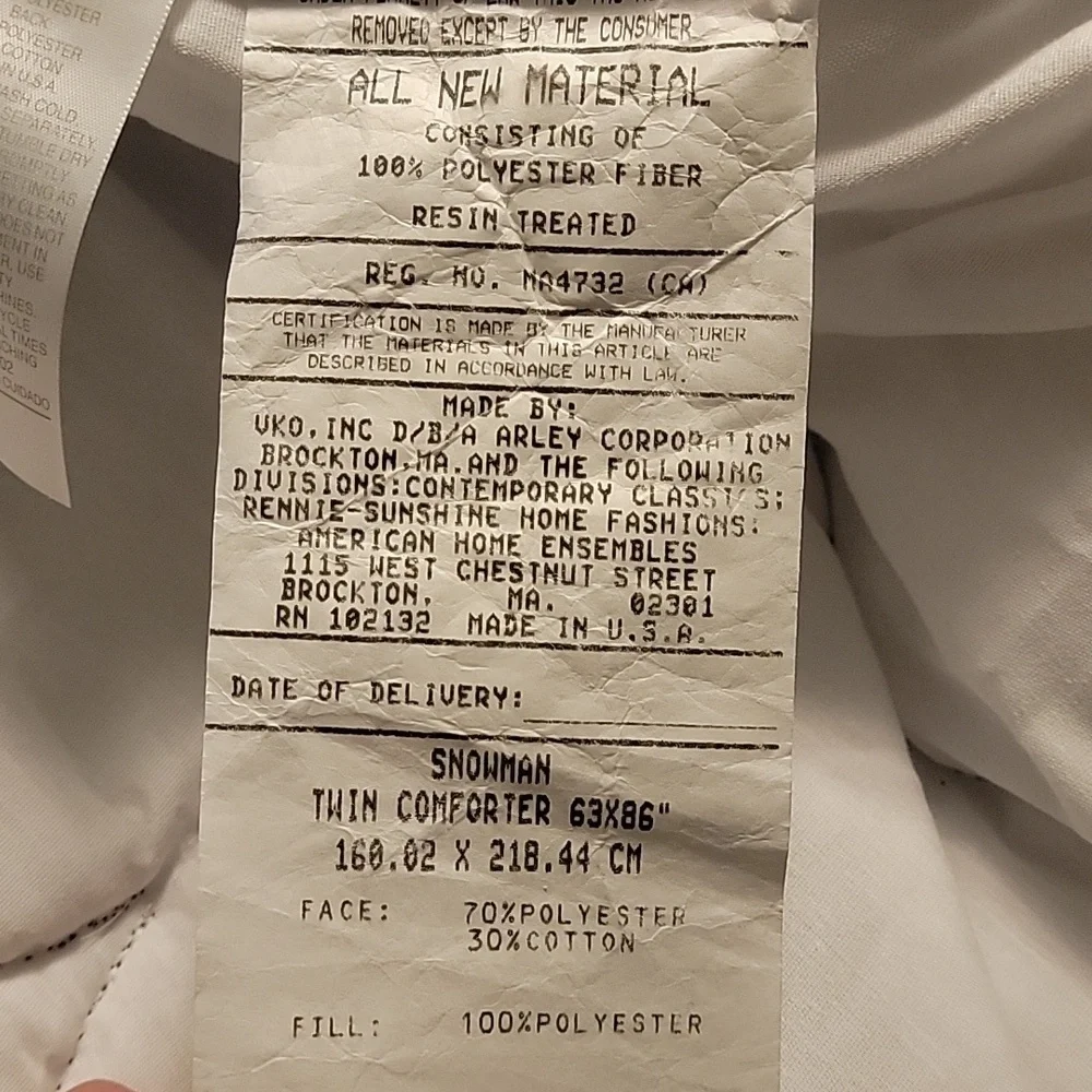 Snowman Twin Comforter from JCPenney. NWOT. 63×86 Inches.